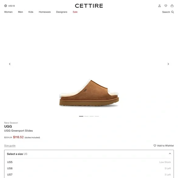 UGG Greenport Slide in Chestnut Suede - Picture 1 of 5